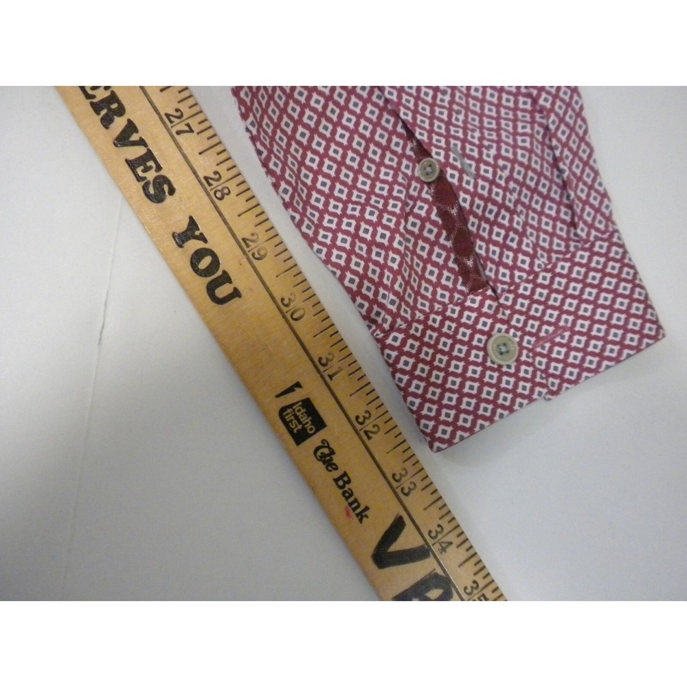 Ted Baker London Dress‎ Shirt Size 4 L Red Geometric Button Up Long Sleeve Cuffs - Picture 14 of 14